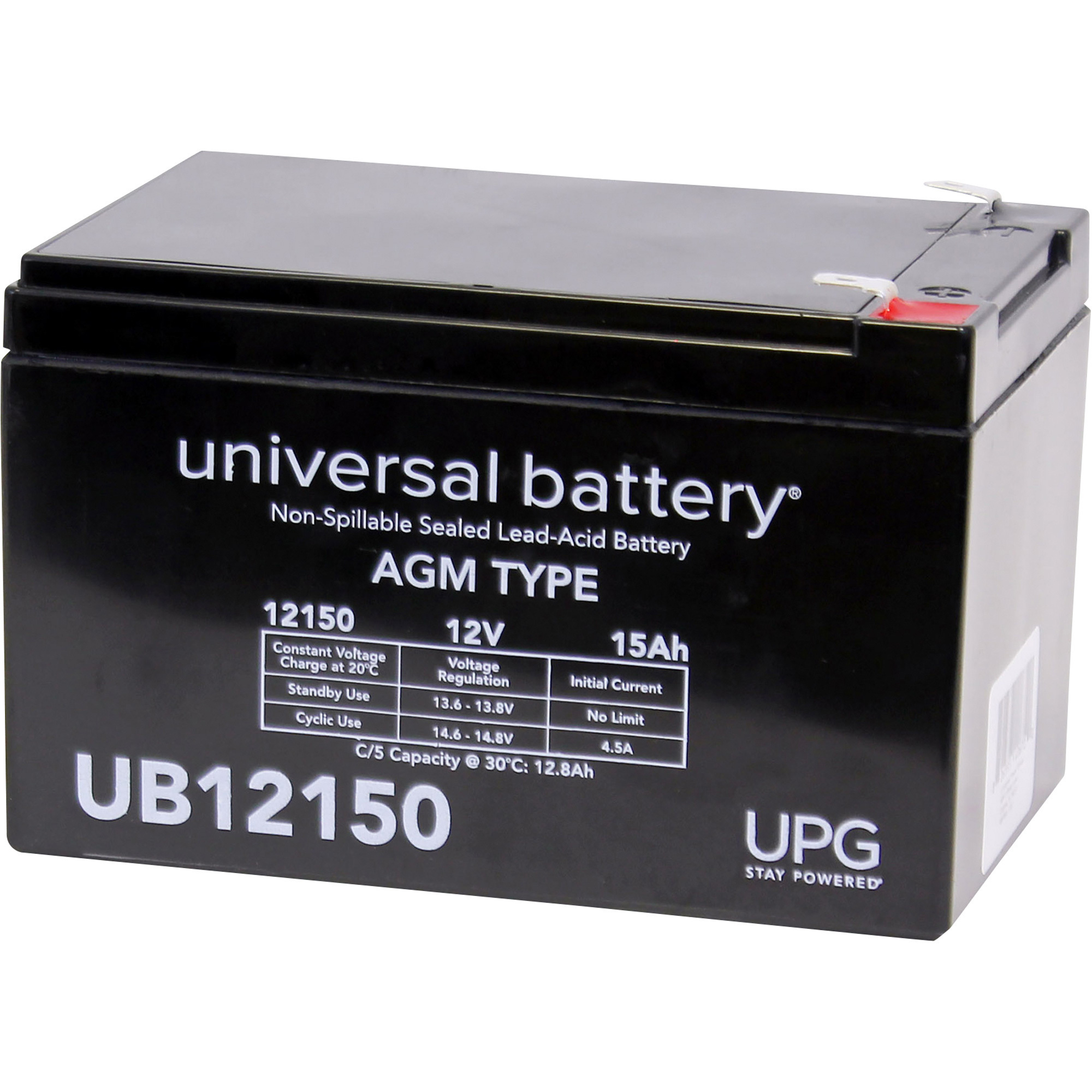 UPG Universal Sealed Lead-Acid Battery — AGM-type, 12V, 26 Amps, Model ...